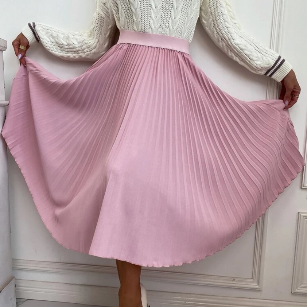 Shein pink pleated skirt